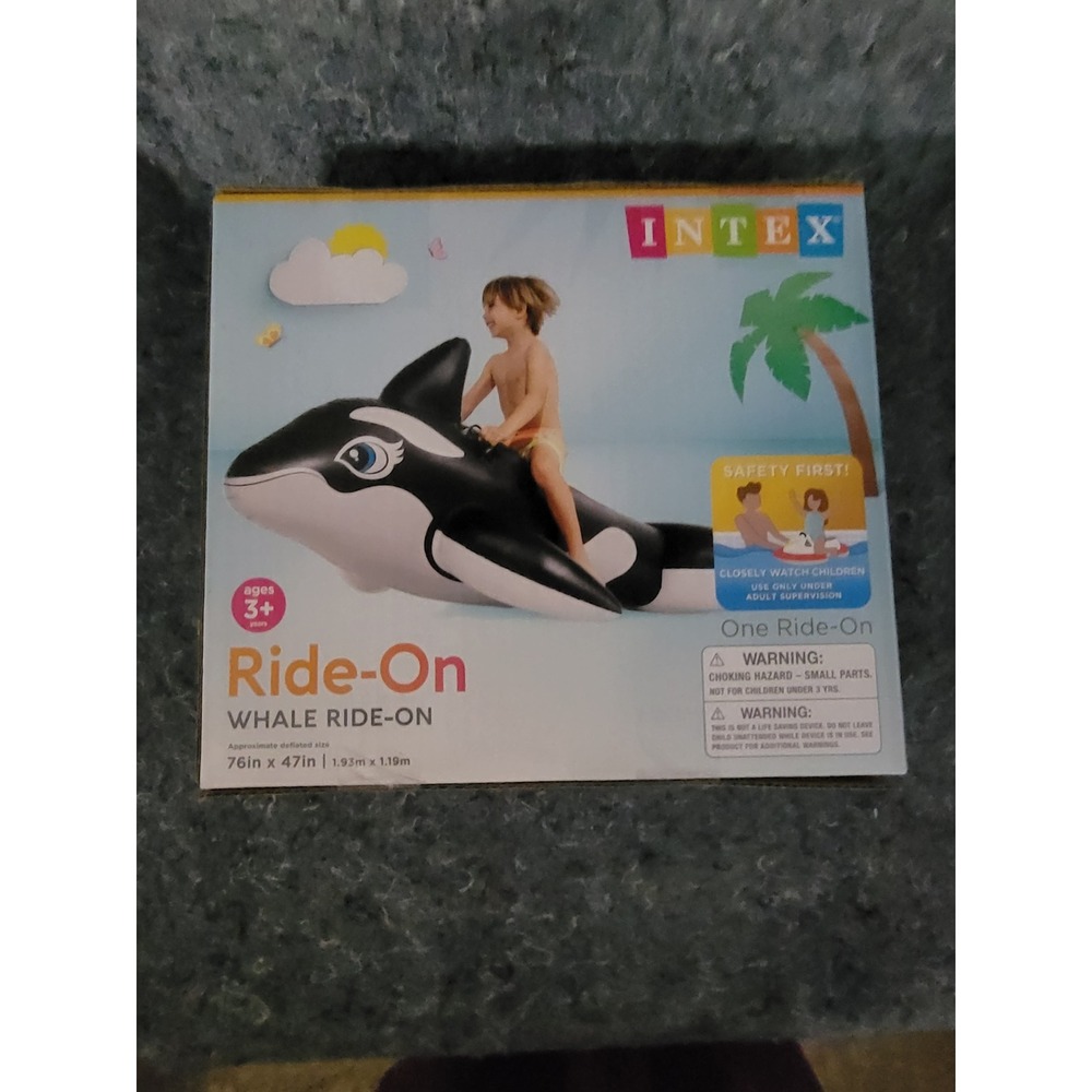 Intex Ride‎ On Orca Inflatable Killer Whale Swimming Pool Float Toy 76" x 47"